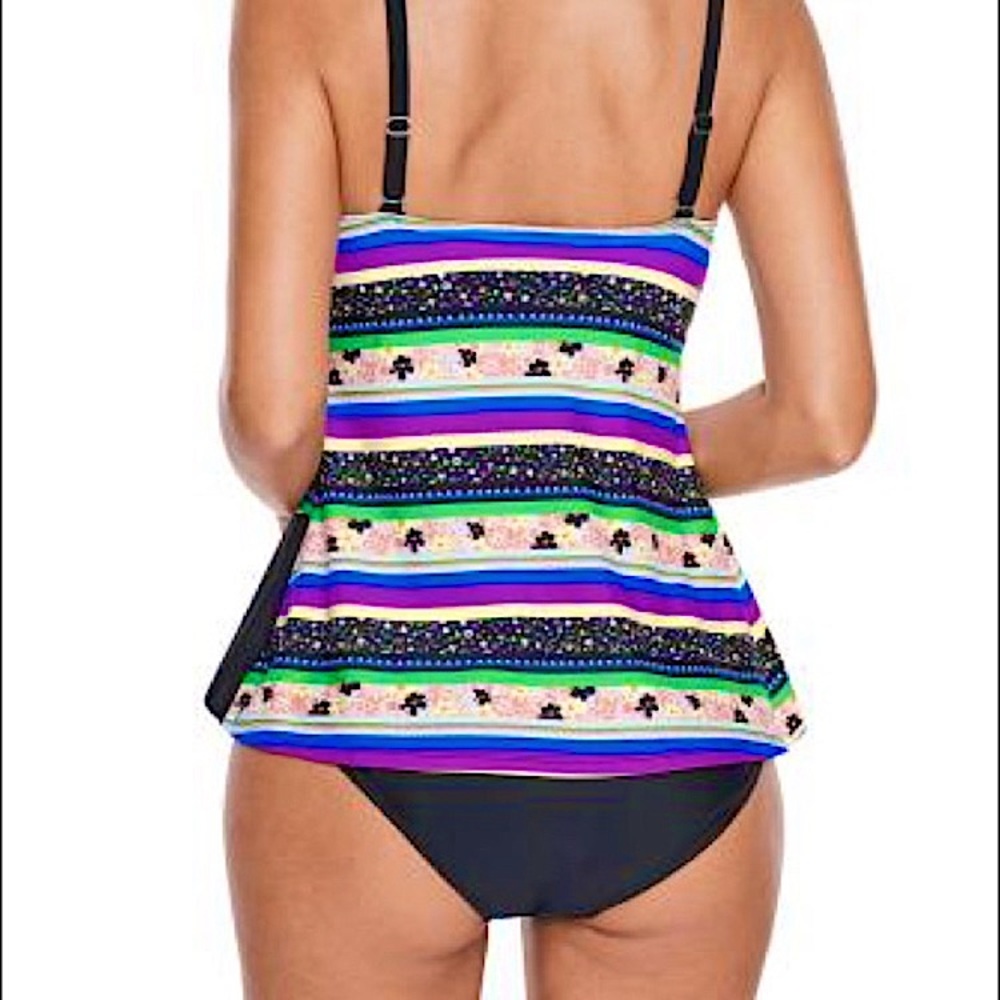 🟢2 FOR $15❣️SALE! Colorful Tankini Top *NEW *Top Only *Medium *Asymmetrical Hem - Picture 6 of 16